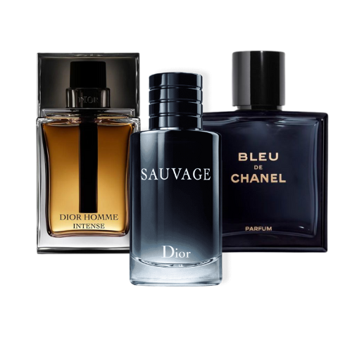 Box of 3 Perfumes: Sauvage Dior, Bleu de Chanel & Dior Homme Intense 100ml