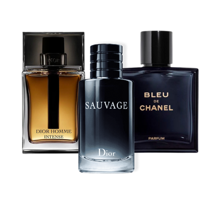 Box of 3 Perfumes: Sauvage Dior, Bleu de Chanel & Dior Homme Intense 100ml